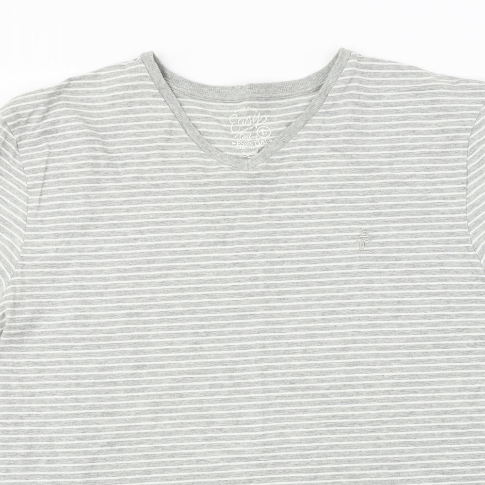 Easy  Mens Grey Striped   T-Shirt Size L