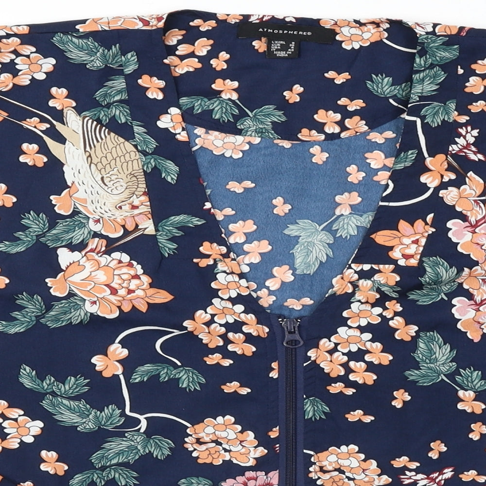 Atmosphere  Womens Blue Floral  Jacket Coat Size 8