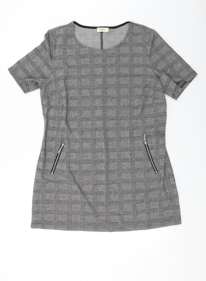 Additional front view of Papaya women’s grey check a-line, size UK 14