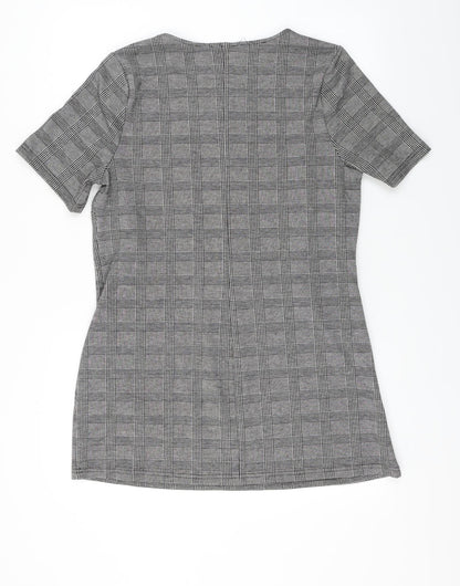 Back view of Papaya women’s grey check a-line, size UK 14