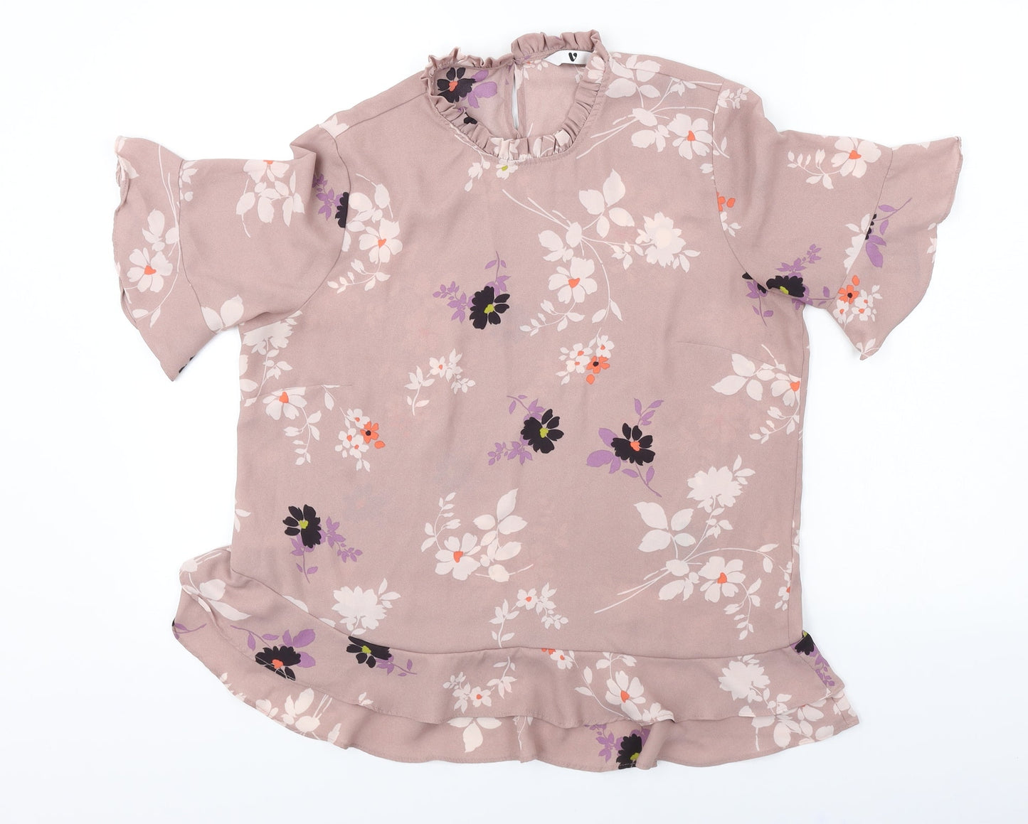 Very Womens Brown Floral  Basic Blouse Size 14