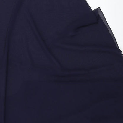 Close-up detail of ASOS women’s blue basic blouse, size UK 10