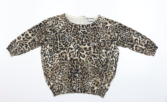 Preworn Womens Beige Animal Print  Pullover Jumper Size L