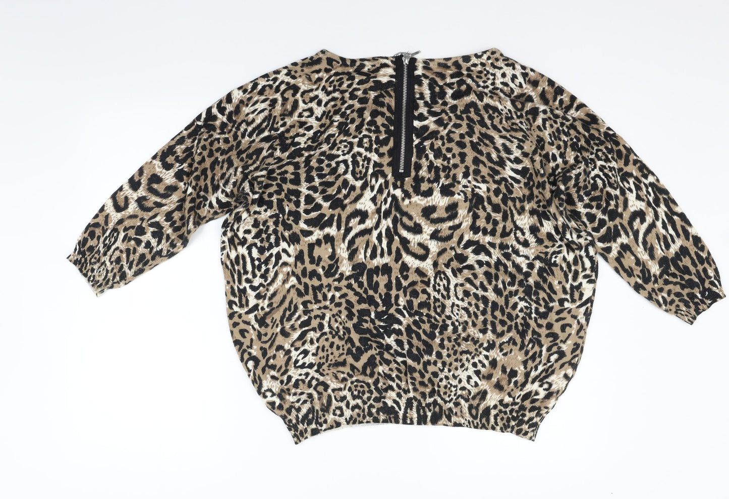 Preworn Womens Beige Animal Print  Pullover Jumper Size L