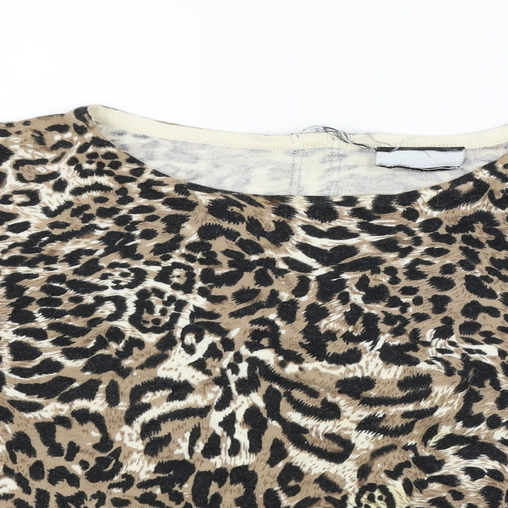 Preworn Womens Beige Animal Print  Pullover Jumper Size L