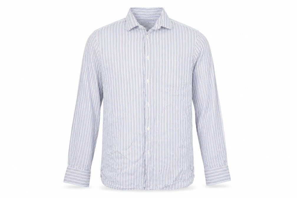 Howick Tailored Mens Blue Striped   Button-Up Size 15.5