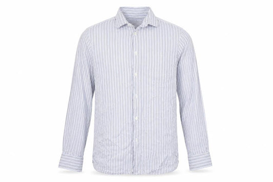 Howick Tailored Mens Blue Striped   Button-Up Size 15.5