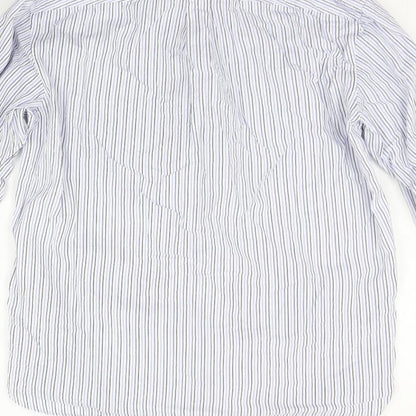 Howick Tailored Mens Blue Striped   Button-Up Size 15.5