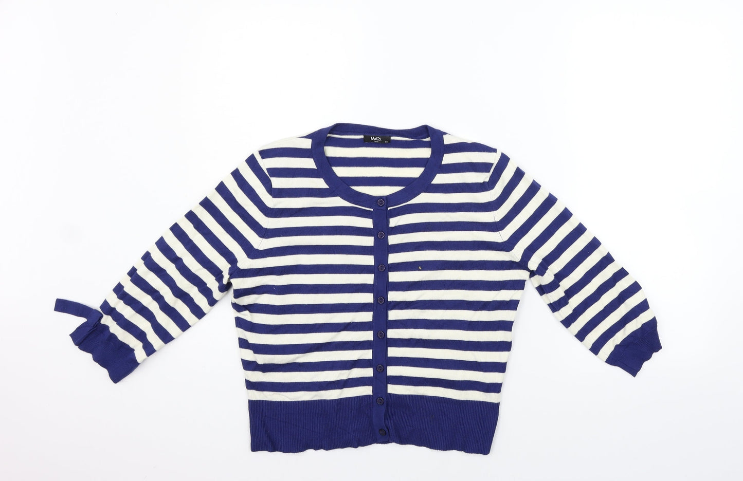 M&Co Womens Blue Striped  Pullover Jumper Size 14