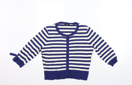 M&Co Womens Blue Striped  Pullover Jumper Size 14