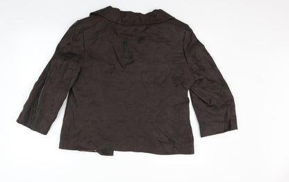 Back view of county casual women’s brown jacket blazer, size UK 14, - broken button