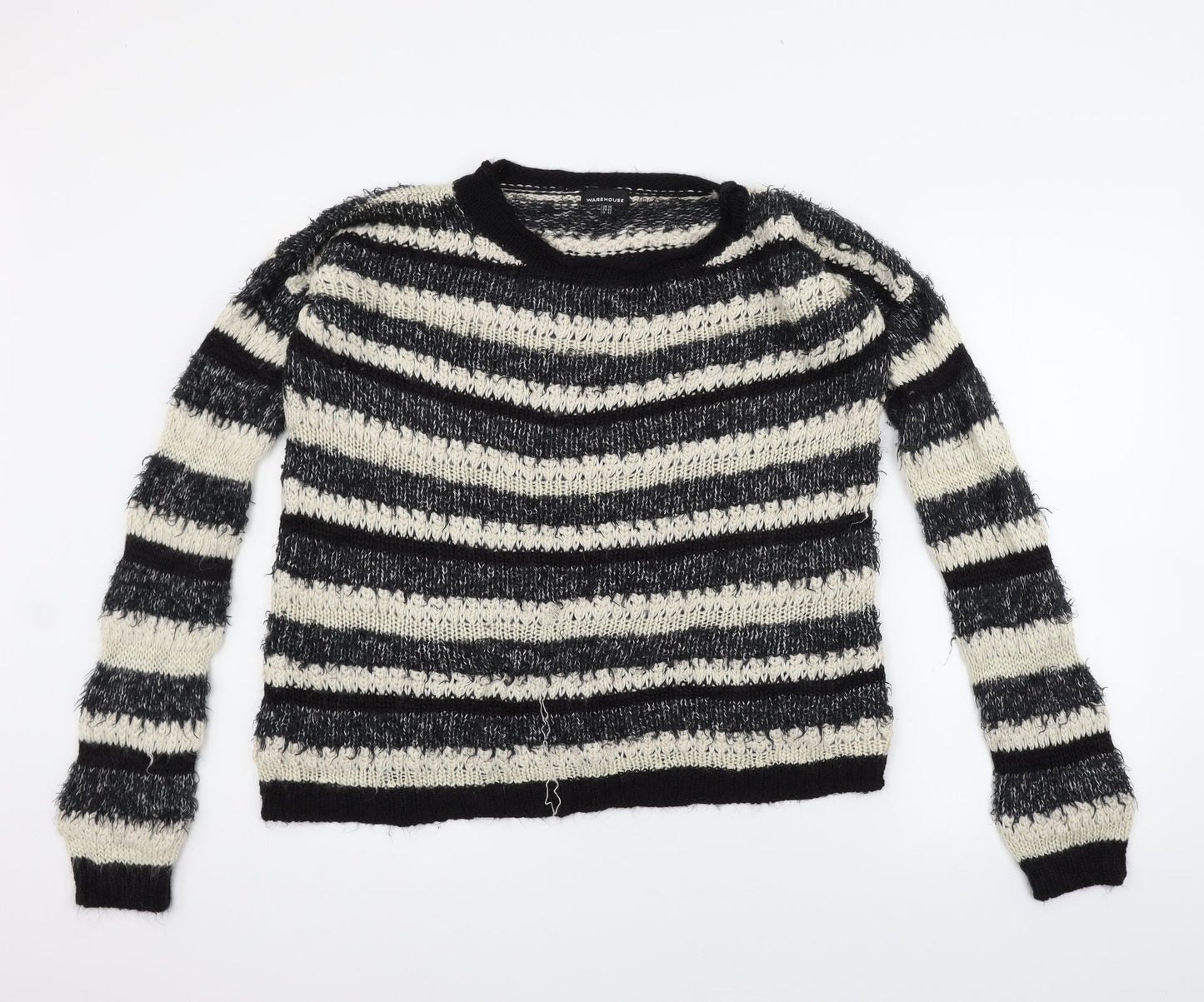 Warehouse Womens White Striped  Pullover Jumper Size 16
