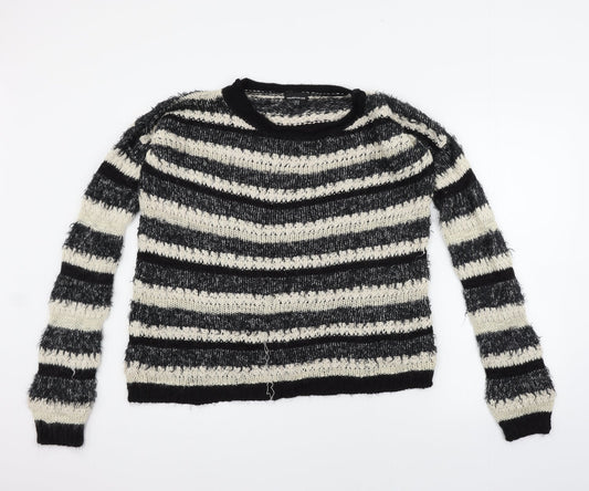 Warehouse Womens White Striped  Pullover Jumper Size 16