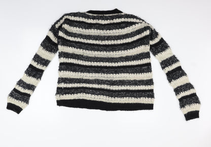 Warehouse Womens White Striped  Pullover Jumper Size 16