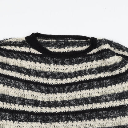 Warehouse Womens White Striped  Pullover Jumper Size 16
