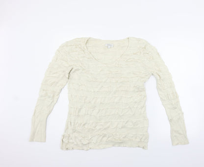 Additional front view of Kaliko women’s beige jumper, size UK 18