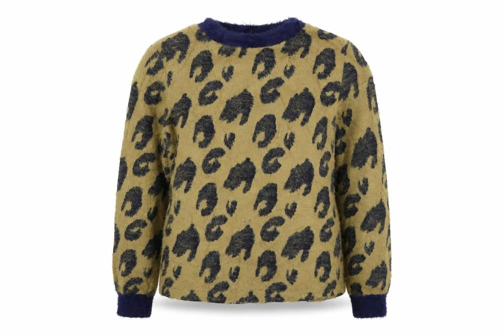 Marks & Spencer Womens Beige Animal Print  Henley Jumper Size 10