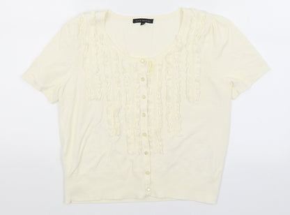 Preloved David Emanuel Womens Ivory   Cardigan Jumper Size 14 - Front