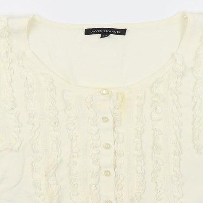 Preloved David Emanuel Womens Ivory   Cardigan Jumper Size 14 - Detail