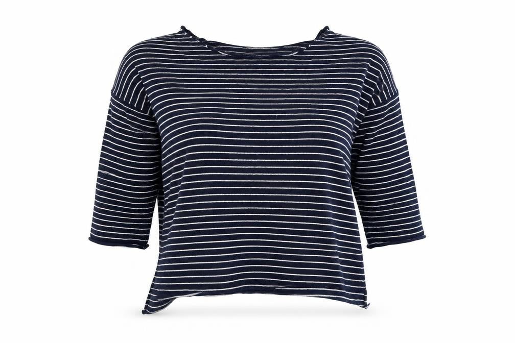 Zara Knit Womens Blue Striped  Basic T-Shirt Size M