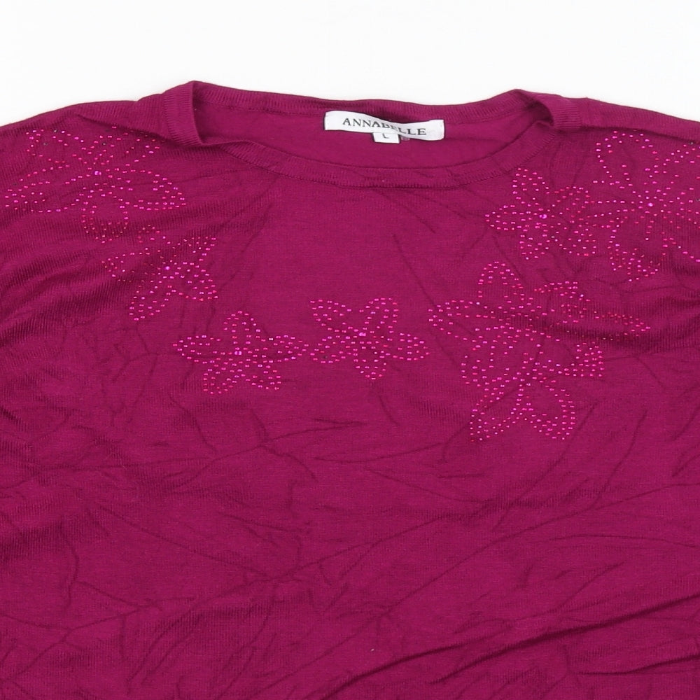 Annabelle Womens Purple   Basic T-Shirt Size L