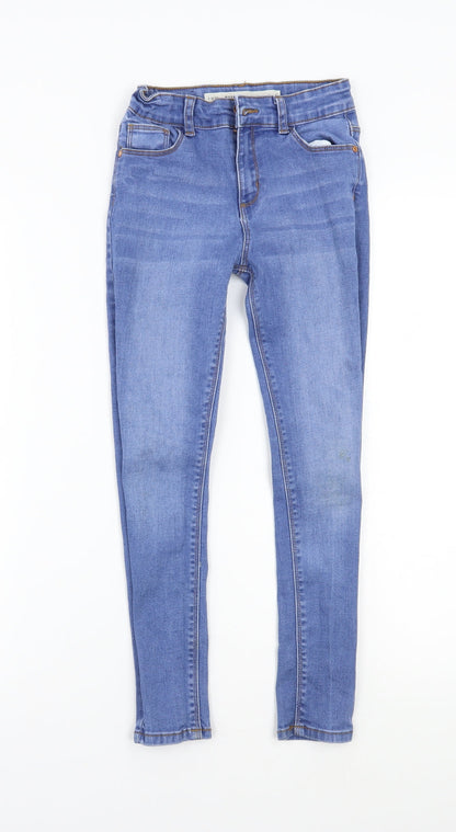 Additional front view of Denim & Co. girls’ blue denim skinny jeans, size 9, years
