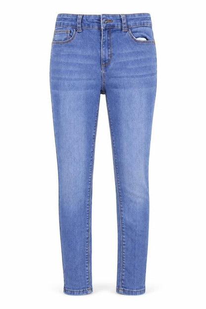 Front view of Denim & Co. girls’ blue denim skinny jeans, size 9, years