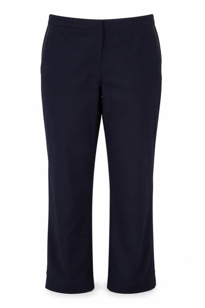 Front view of Savoir women’s blue trousers, size UK 16, 27-inch leg