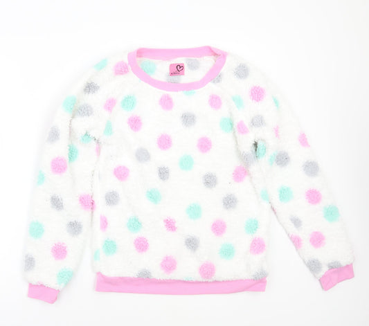 Adore Womens White Polka Dot  Top Pyjama Top Size S
