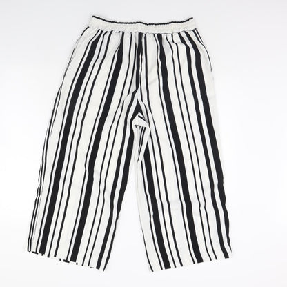 Back view of Only women’s white striped trousers, size UK 12, 30-inch leg