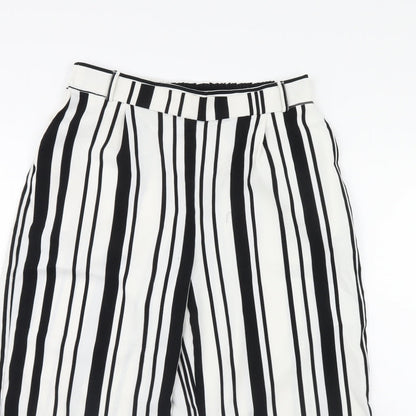 Close-up detail of Only women’s white striped trousers, size UK 12, 30-inch leg