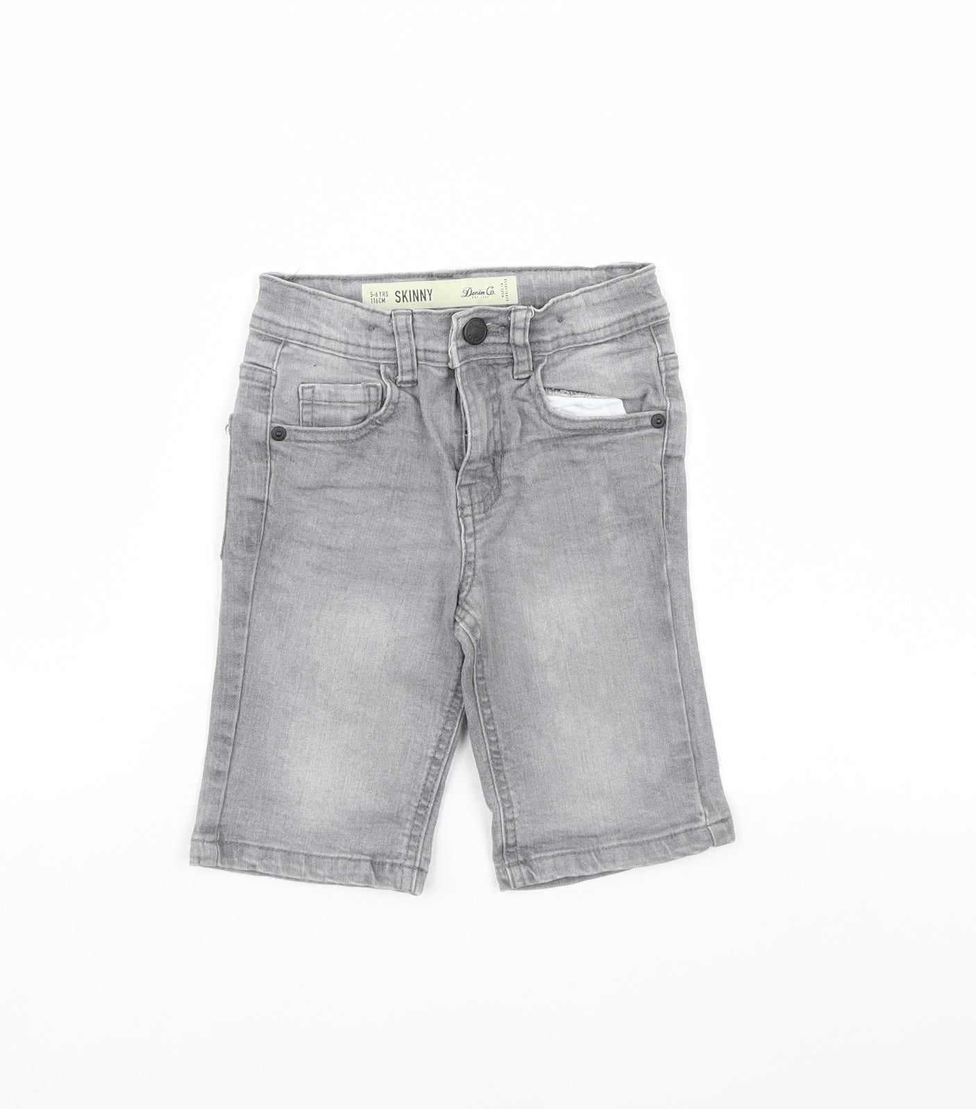 Denim & Co. Boys Grey  Denim Chino Shorts Size 5 Years
