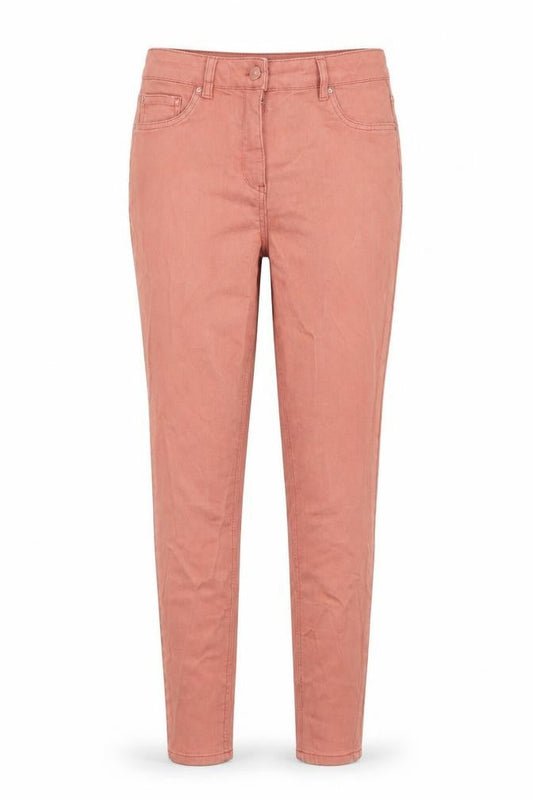 Front view of Papaya women’s pink denim skinny jeans, size UK 12, 29-inch leg
