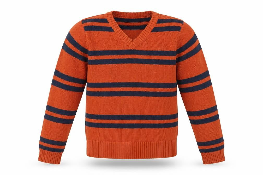 Lands' End Girls Orange Striped  Pullover Jumper Size 10-11 Years