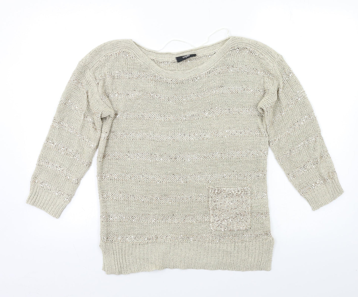 Wallis Womens Beige Striped  Pullover Jumper Size S  - Sequin