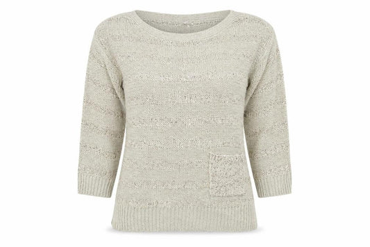 Wallis Womens Beige Striped  Pullover Jumper Size S  - Sequin