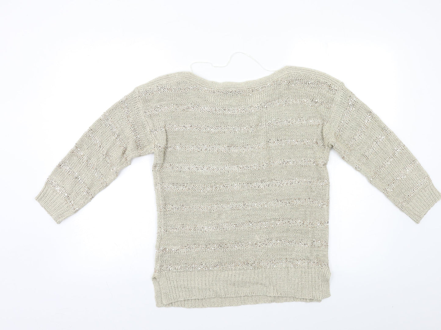 Wallis Womens Beige Striped  Pullover Jumper Size S  - Sequin
