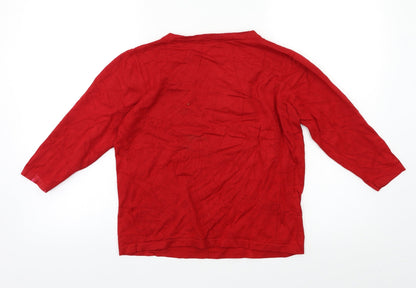 Bonmarché Womens Red Pullover Jumper Size S - Embelished Neckline