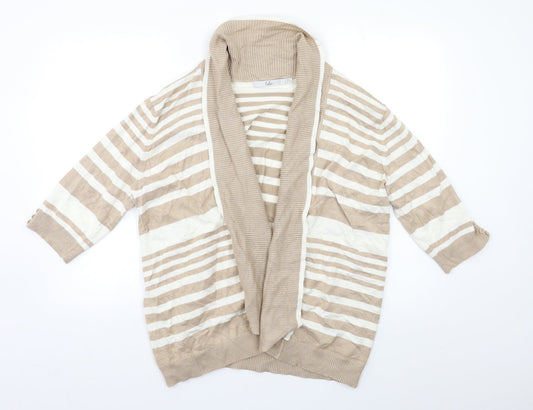 Isle Womens Beige Striped  Cardigan Jumper Size XL