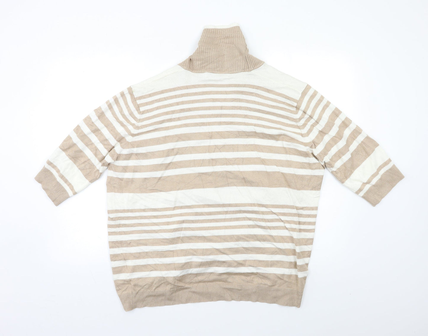 Isle Womens Beige Striped  Cardigan Jumper Size XL