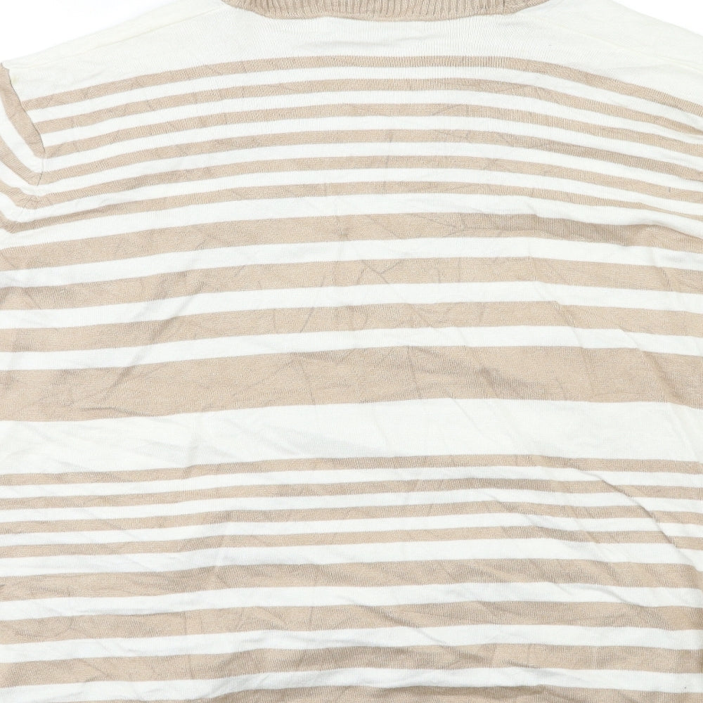 Isle Womens Beige Striped  Cardigan Jumper Size XL