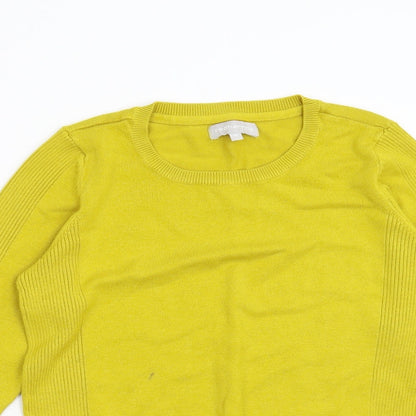 Close-up detail of Red Herring women’s yellow jumper, size UK 10