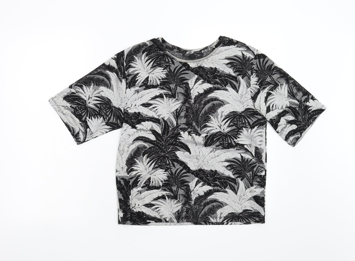 Topshop Womens Grey Floral  Basic T-Shirt Size 8