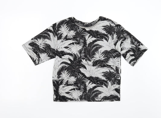 Topshop Womens Grey Floral  Basic T-Shirt Size 8