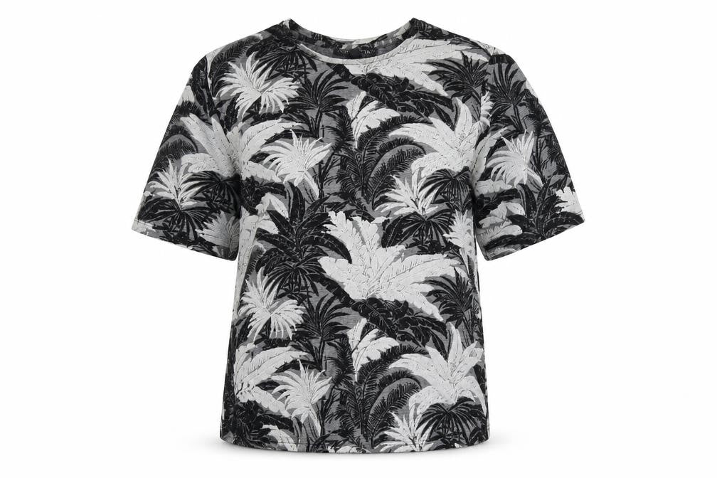 Topshop Womens Grey Floral  Basic T-Shirt Size 8