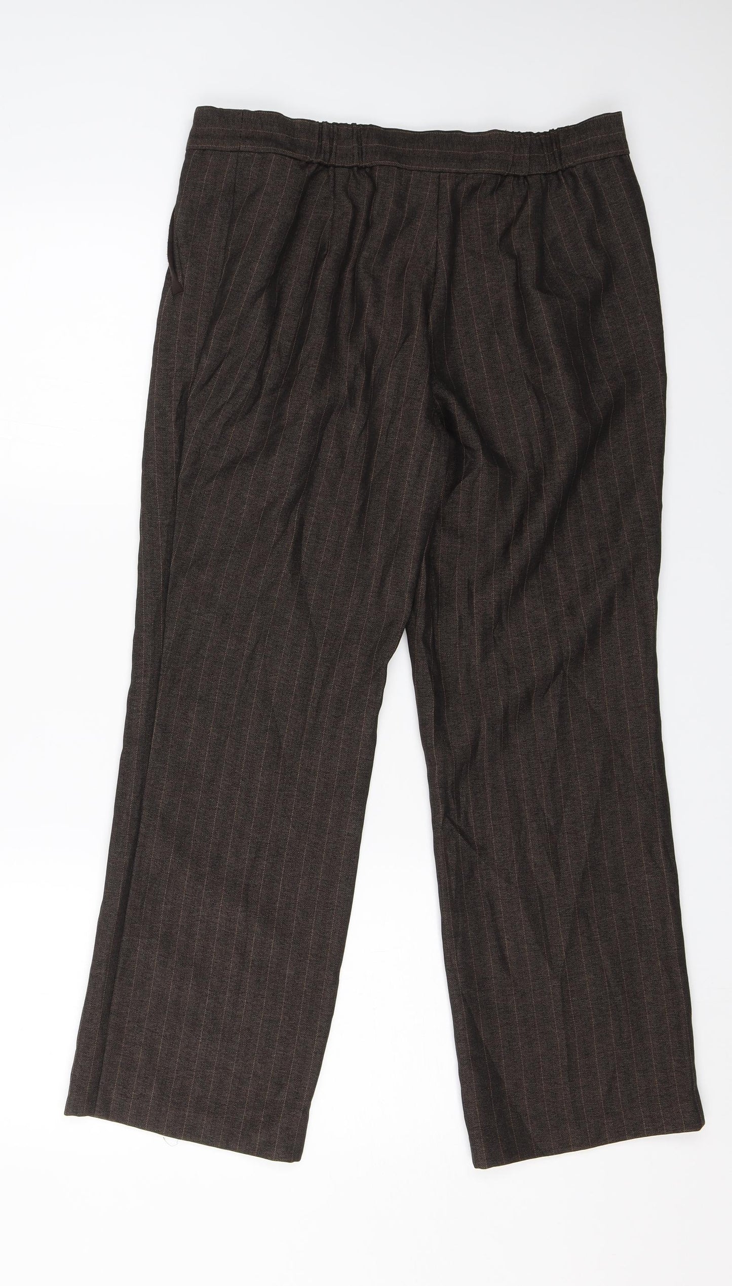 M&S Womens Brown Striped  Dress Pants Trousers Size 12 L26 in