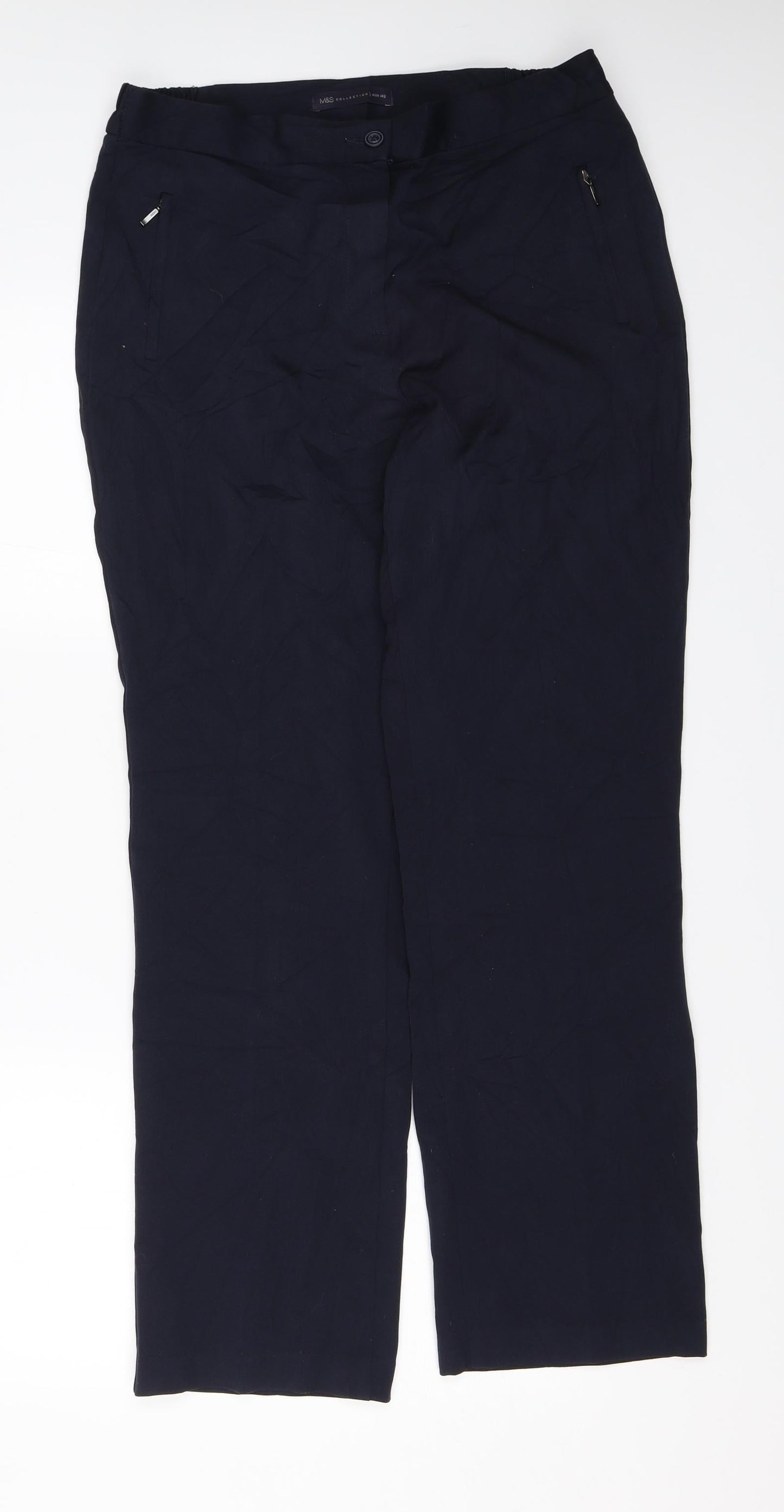 M&S Womens Blue   Dress Pants Trousers Size 12 L28 in
