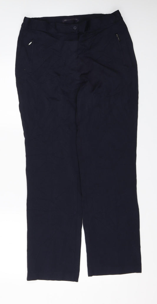 M&S Womens Blue   Dress Pants Trousers Size 12 L28 in