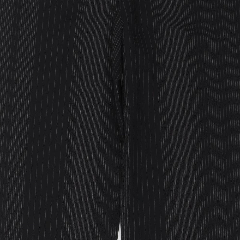 Marks and Spencer Womens Black Striped  Dress Pants Trousers Size 14 L28 in