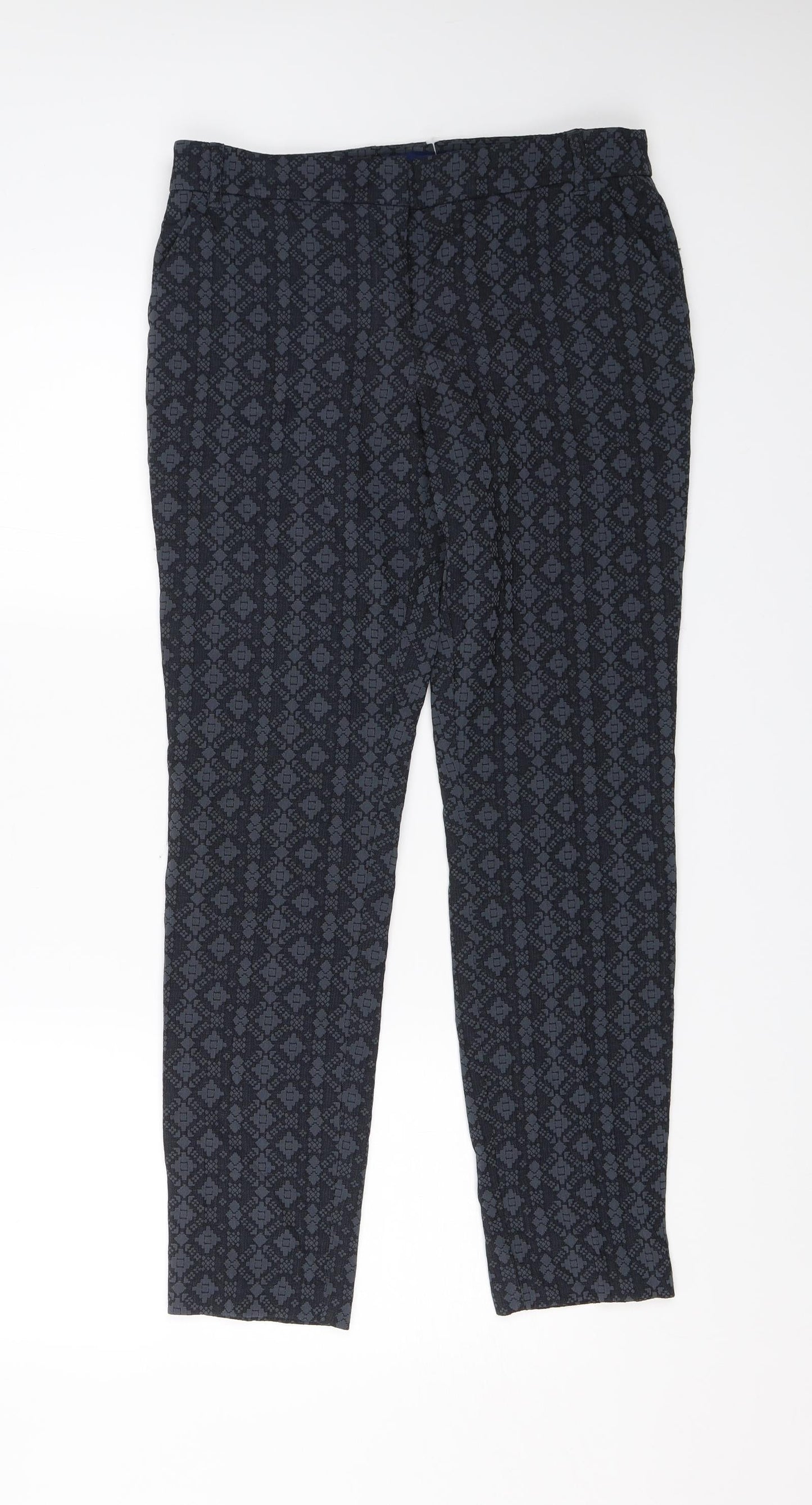 NEXT Womens Blue Geometric  Dress Pants Trousers Size 8 L27 in
